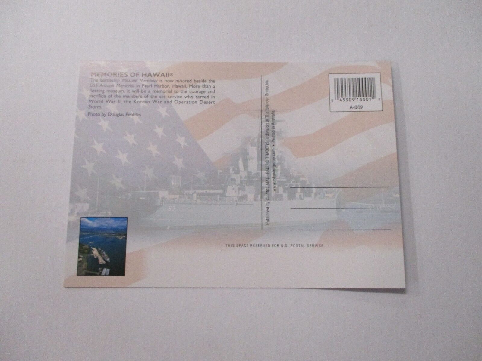 USS Arizona Memorial Postcard b