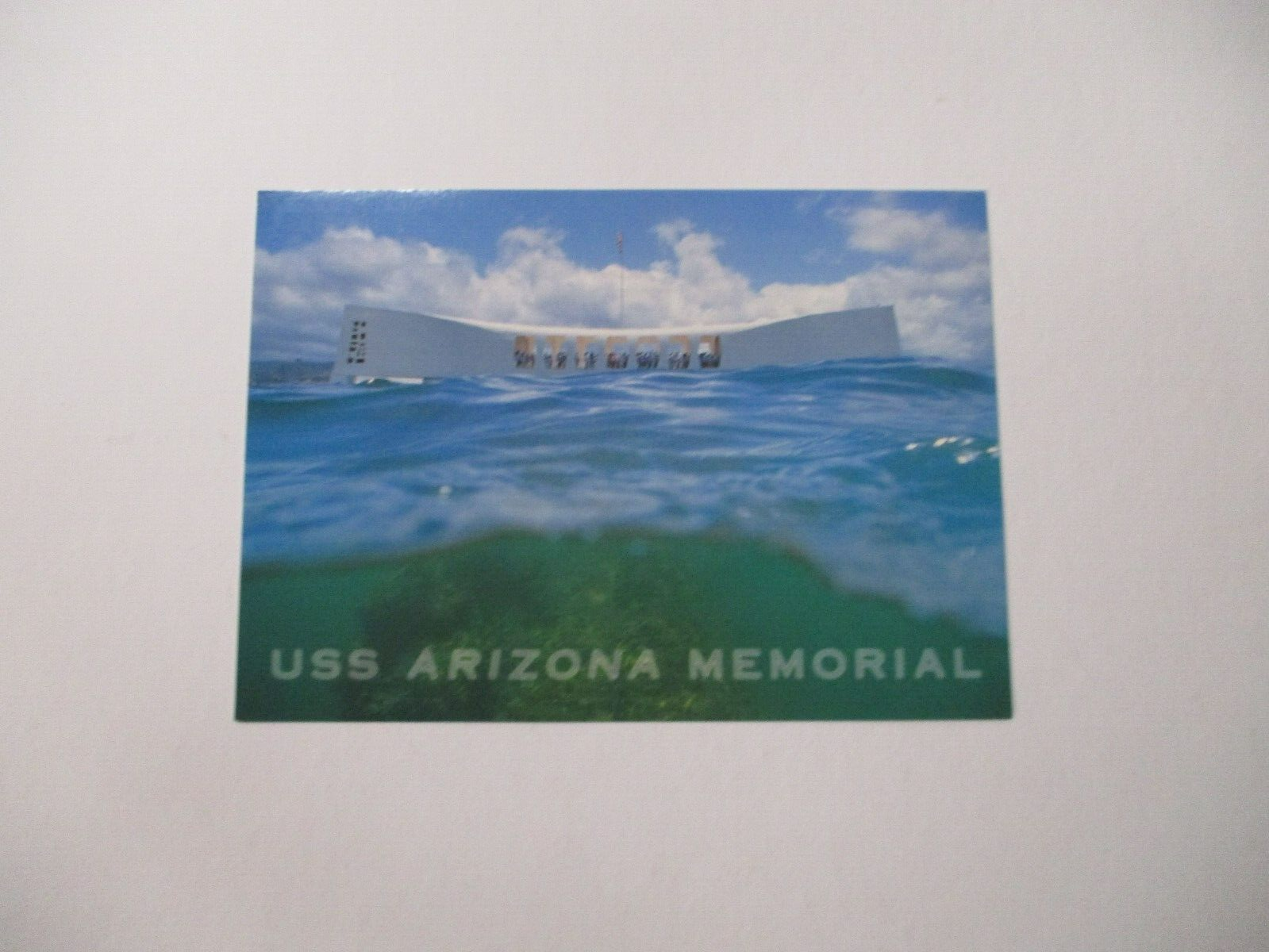 USS Arizona Memorial Postcard d with stamp on the back 27 cent