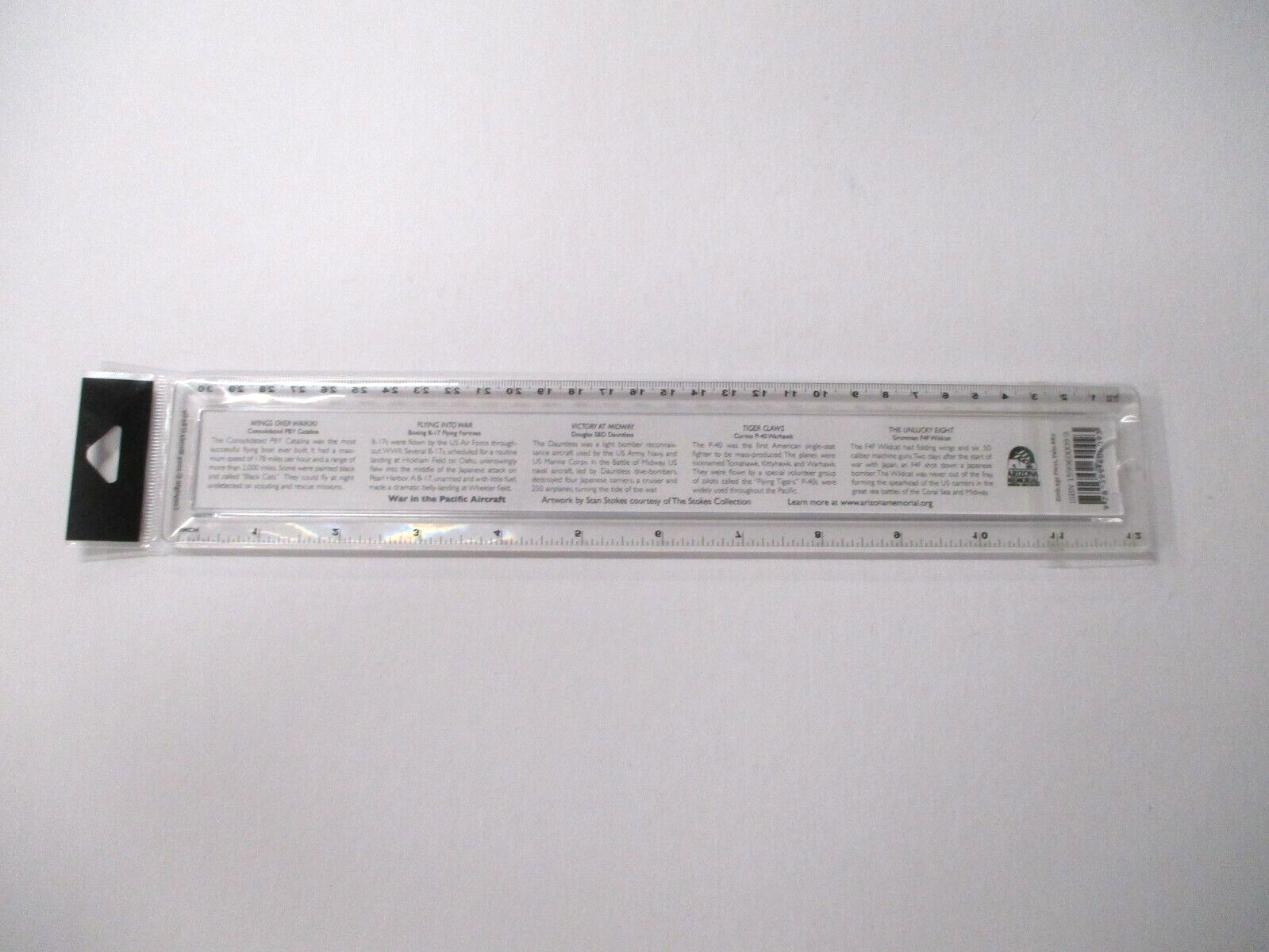 Pearl Harbor Arizona Memorial Airplane 12 Inch Ruler New in Package