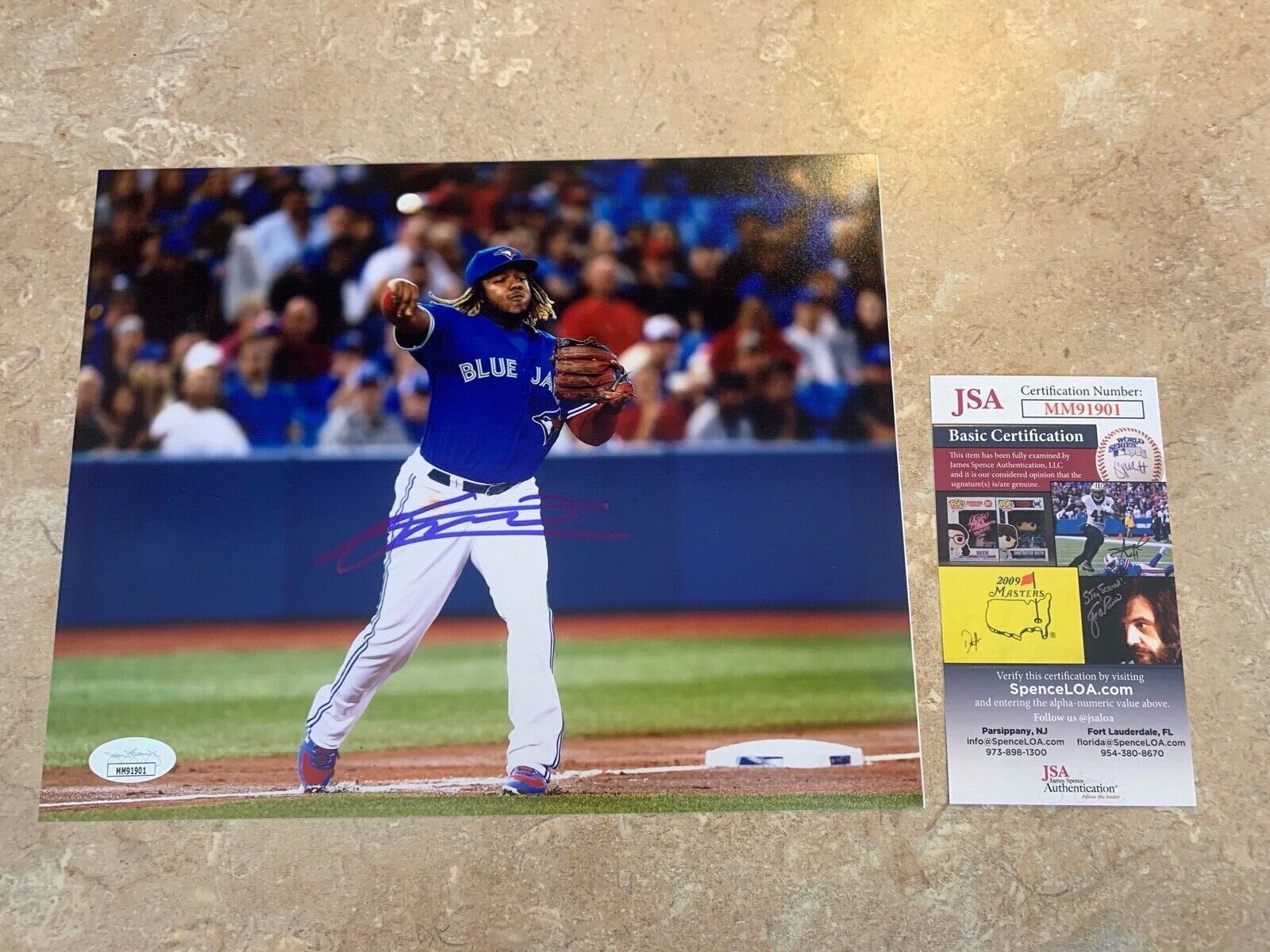 Vladimir Guerrero JR Blue Jays Autographed 8x10 Sports Photo F JSA COA #MM919107