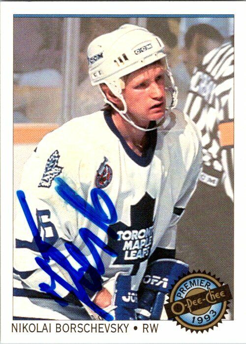 Nikolai Borchevsky Maple Leafs Hand Signed 1992-93 UD YG Hockey Card #572 NM-MT