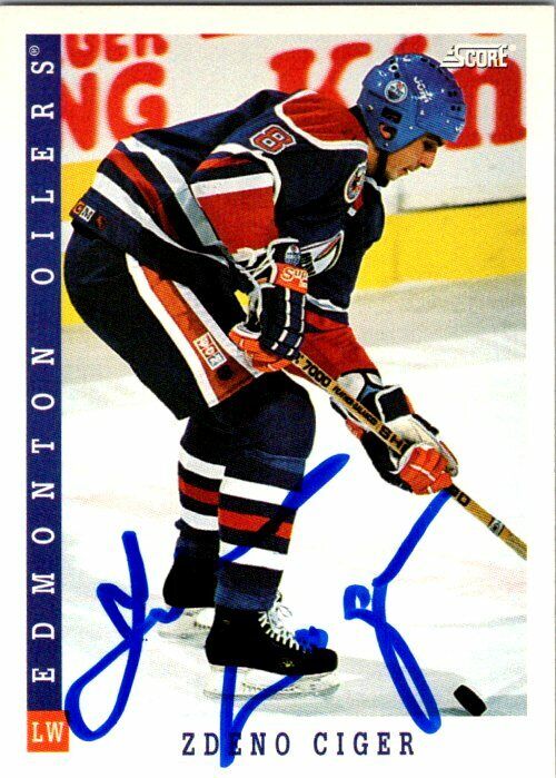 Zdeno Ciger Edmontont Oilers Hand Signed 1993-94 Score Card #388 NM-MT