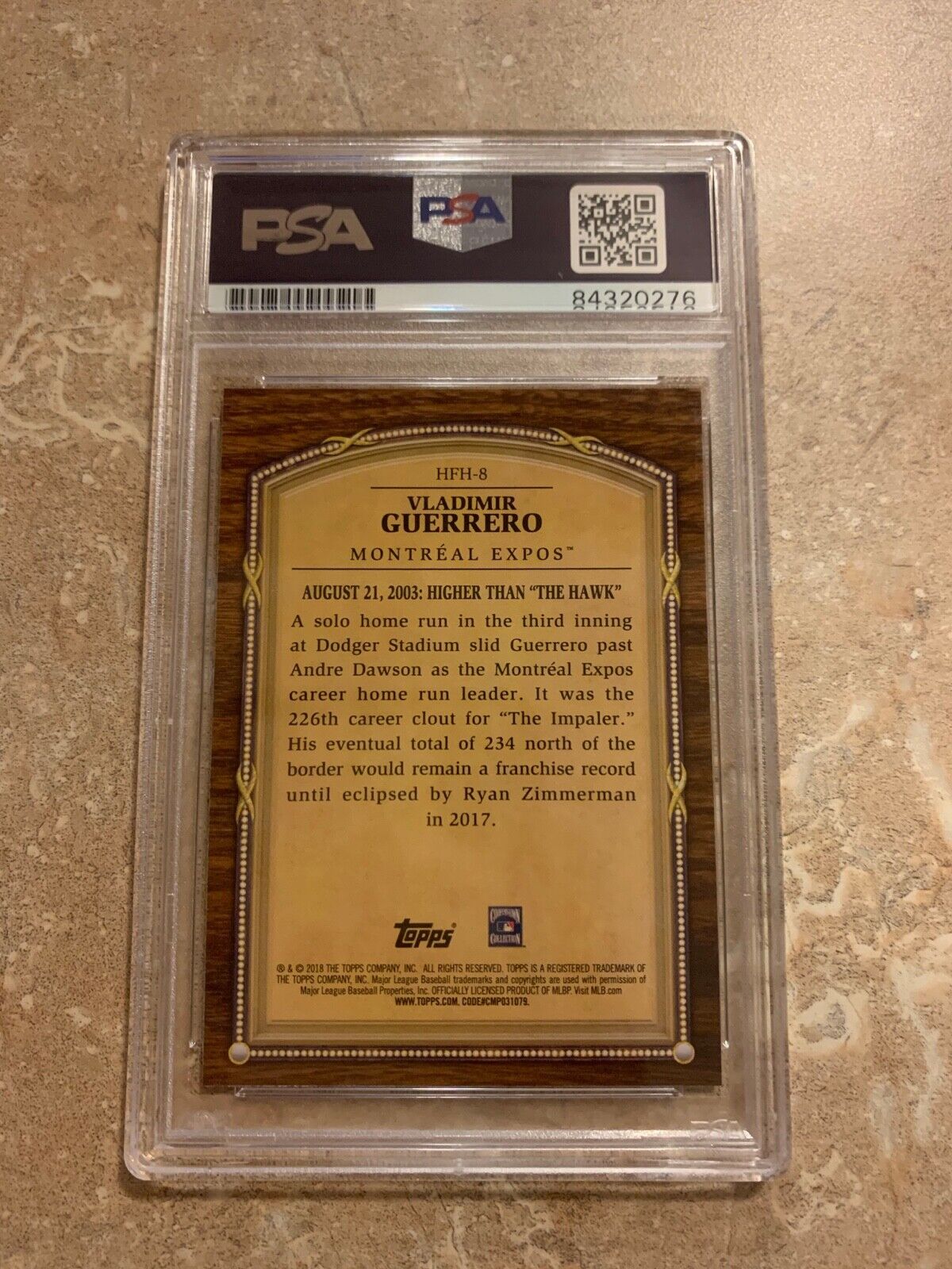 Vladimir Guerrero Autographed 2018 Hall of Fame Topps Card B PSA Slabbed