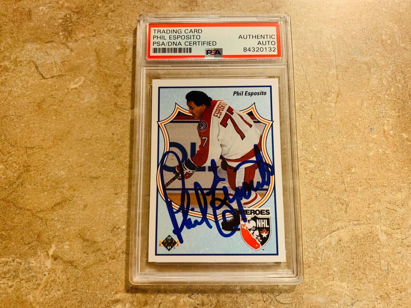 Phil Esposito Autographed 1991 Upper Deck Hockey Card PSA Slabbed Certified