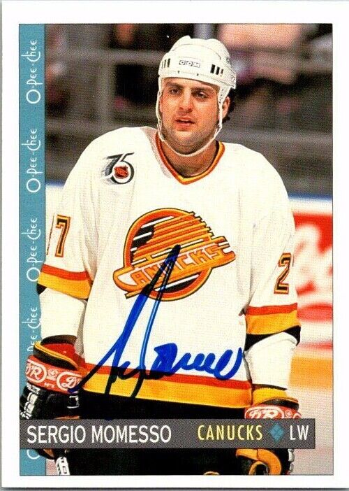 Sergio Momesso Vancouver Canucks Hand Signed 1992-93 OPC Card #377 NM-MT