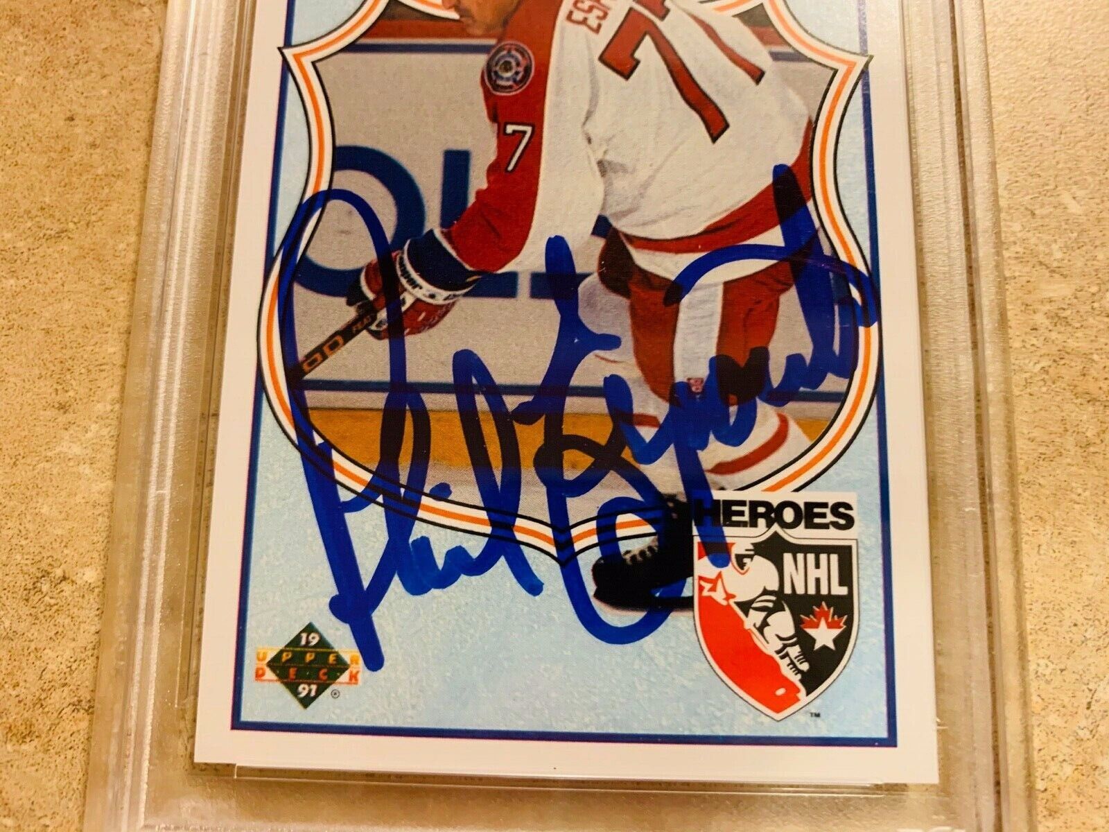 Phil Esposito Autographed 1991 Upper Deck Hockey Card PSA Slabbed Certified