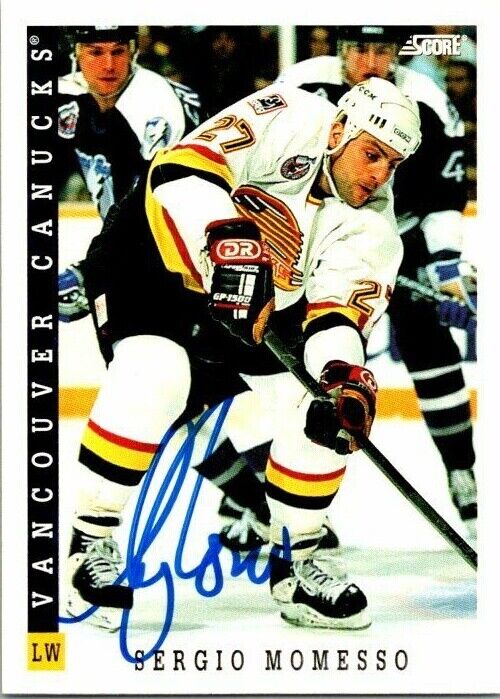 Sergio Momesso Vancouver Canucks Hand Signed 1993-94 Score Card #255 NM-MT