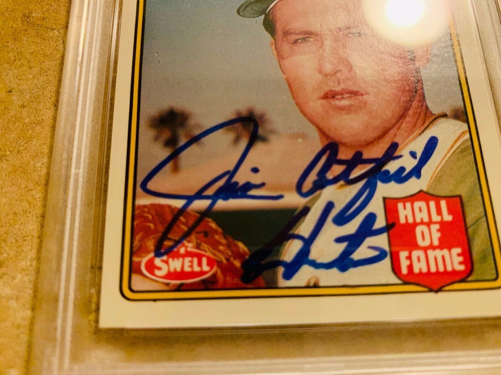 Jim Catfish Hunter Autographed 1989 Swell Baseball Card PSA Slabbed Certified