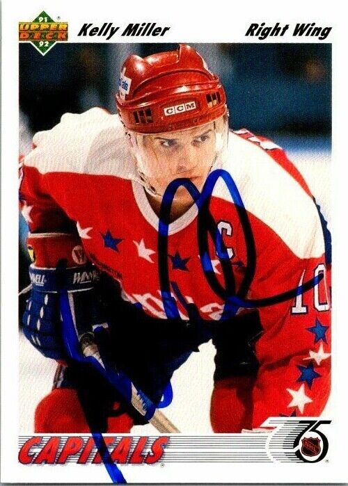 Kelly Miller Washington Capitals Hand Signed 1991-92 UD Hockey Card #133 NM-MT