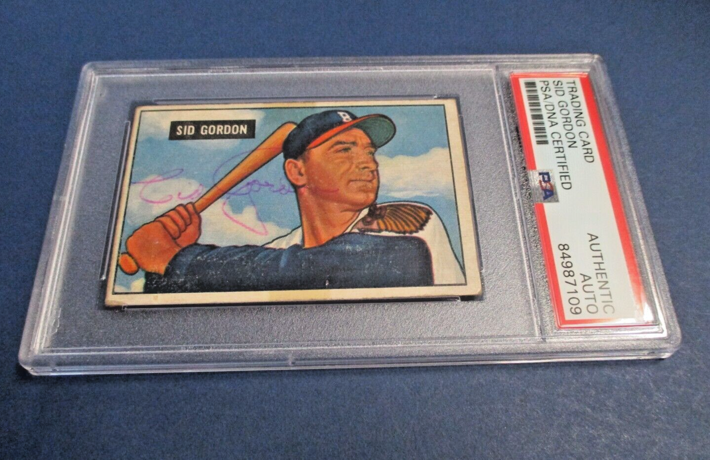 Sid Gordon Boston Braves Autographed Signed 1951 Bowman Card #19 PSA Slab