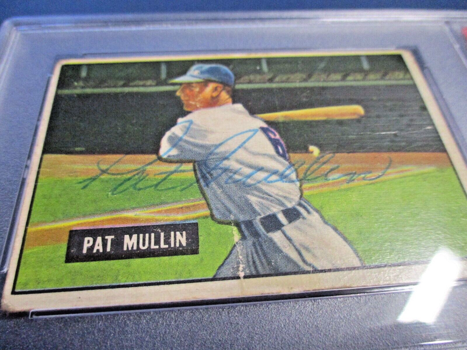 Pat Mullin Detroit Tigers Autographed Signed 1951 Bowman Card #106 PSA Slab