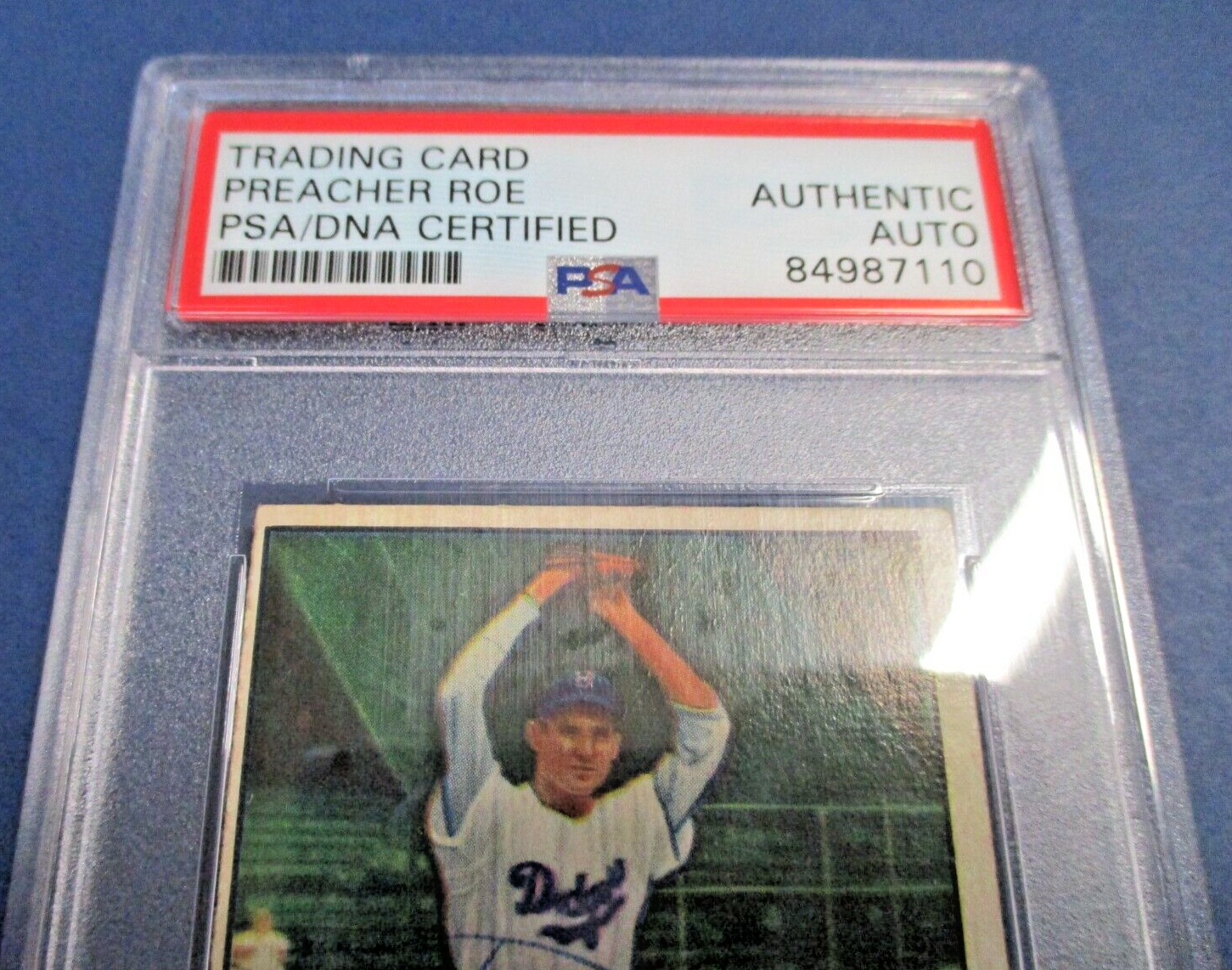 Preacher Roe Dodgers Autographed Signed 1951 Bowman Card #118 PSA Slab