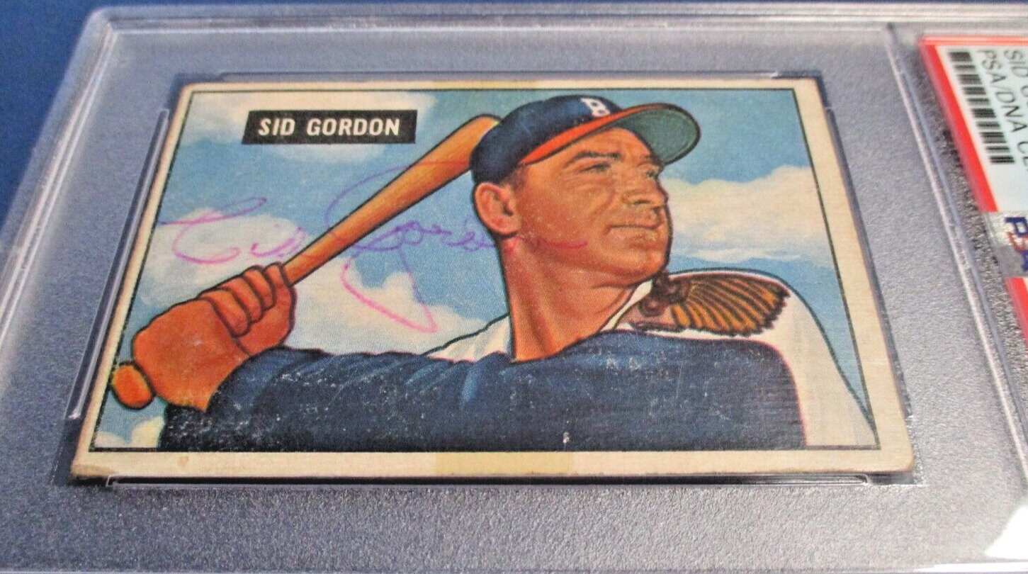 Sid Gordon Boston Braves Autographed Signed 1951 Bowman Card #19 PSA Slab