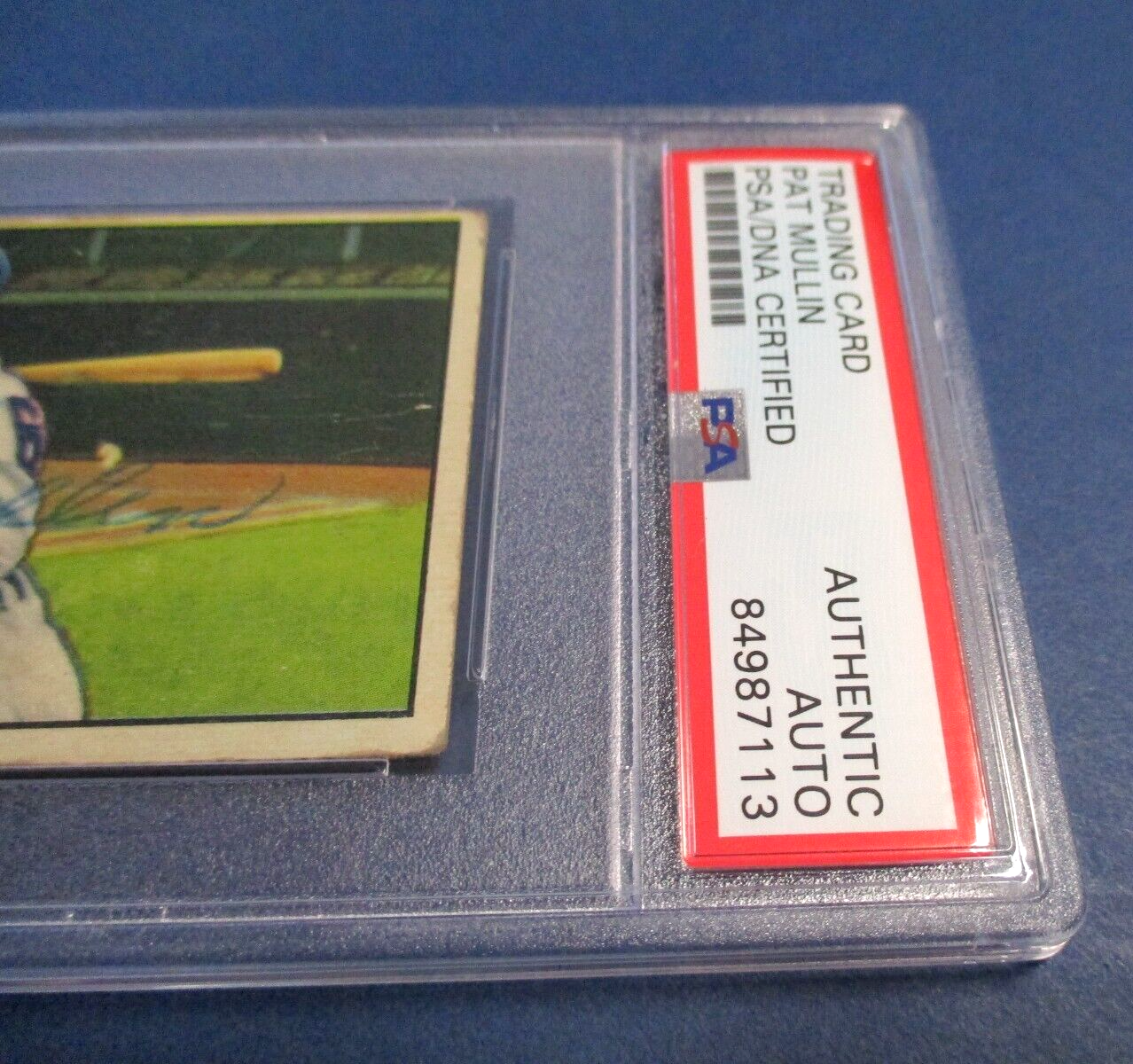 Pat Mullin Detroit Tigers Autographed Signed 1951 Bowman Card #106 PSA Slab