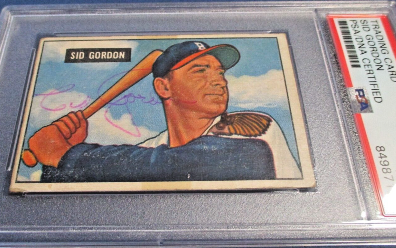 Sid Gordon Boston Braves Autographed Signed 1951 Bowman Card #19 PSA Slab