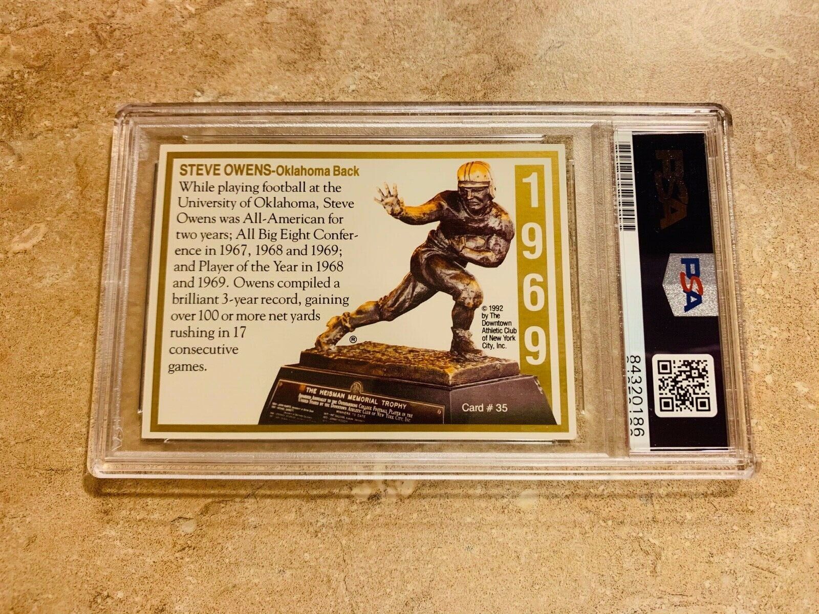 Steven Owens Autographed Heisman Collection Football Card PSA Slabbed Certified