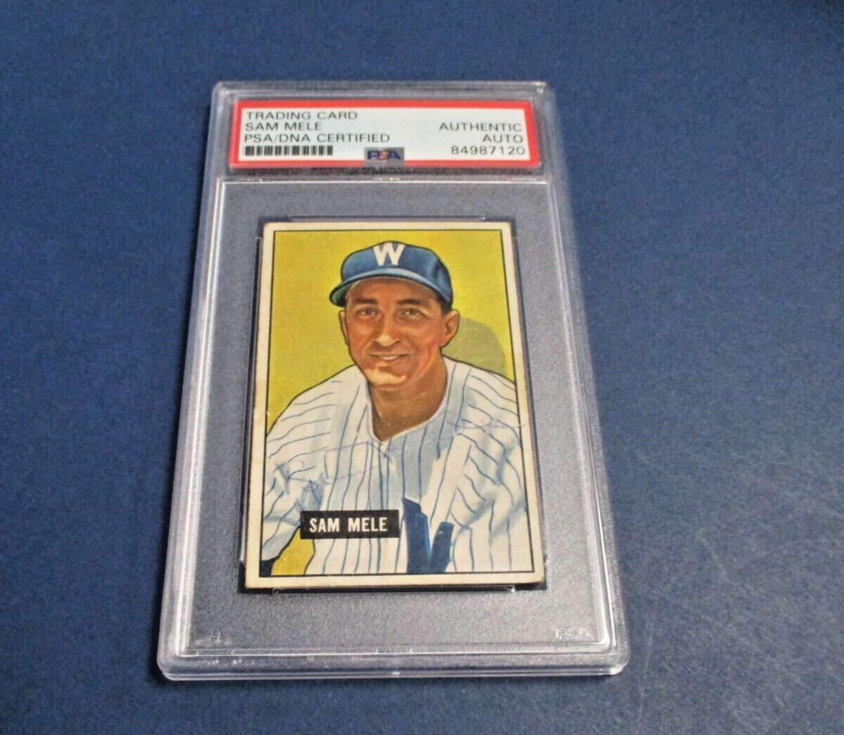 Sam Mele Washington Autographed Signed 1951 Bowman Card #168 PSA Slab