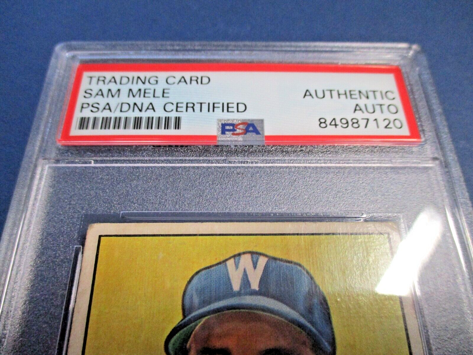 Sam Mele Washington Autographed Signed 1951 Bowman Card #168 PSA Slab