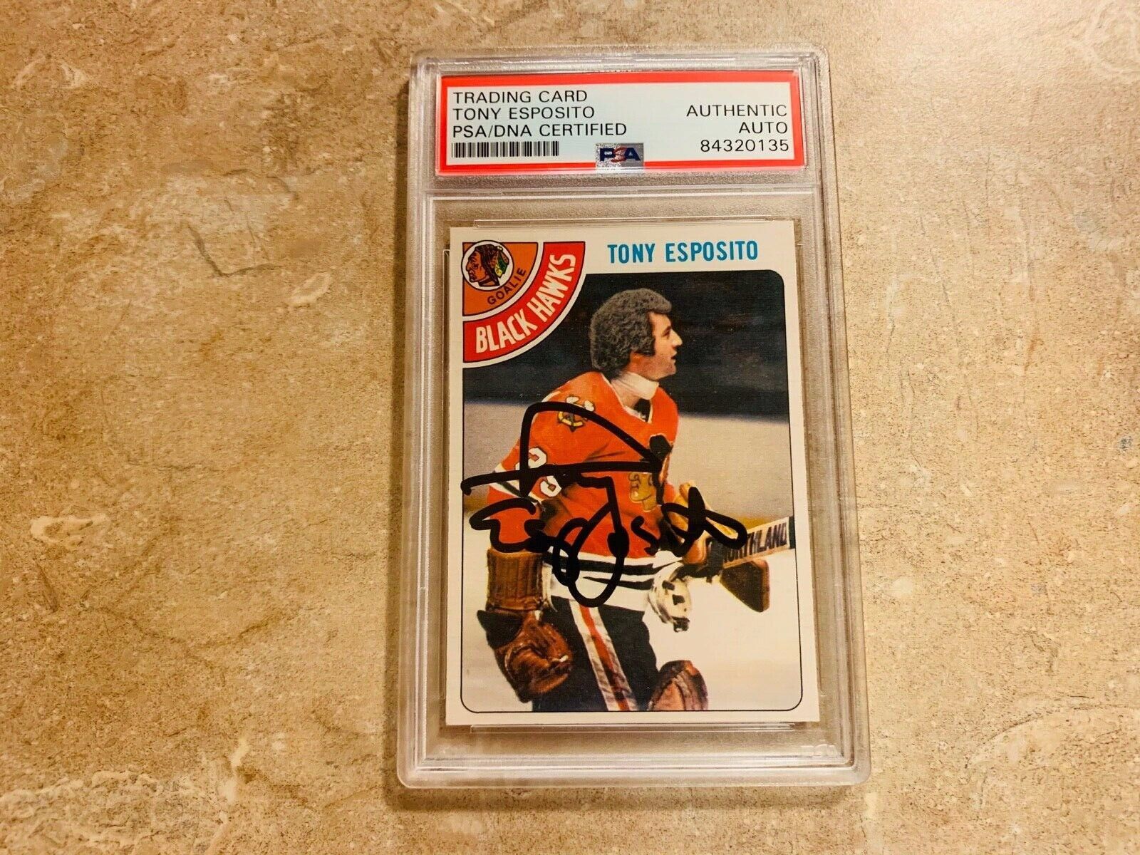 Tony Esposito Blackhawks Autographed O-PEE-CHEE Card PSA Slabbed Certified