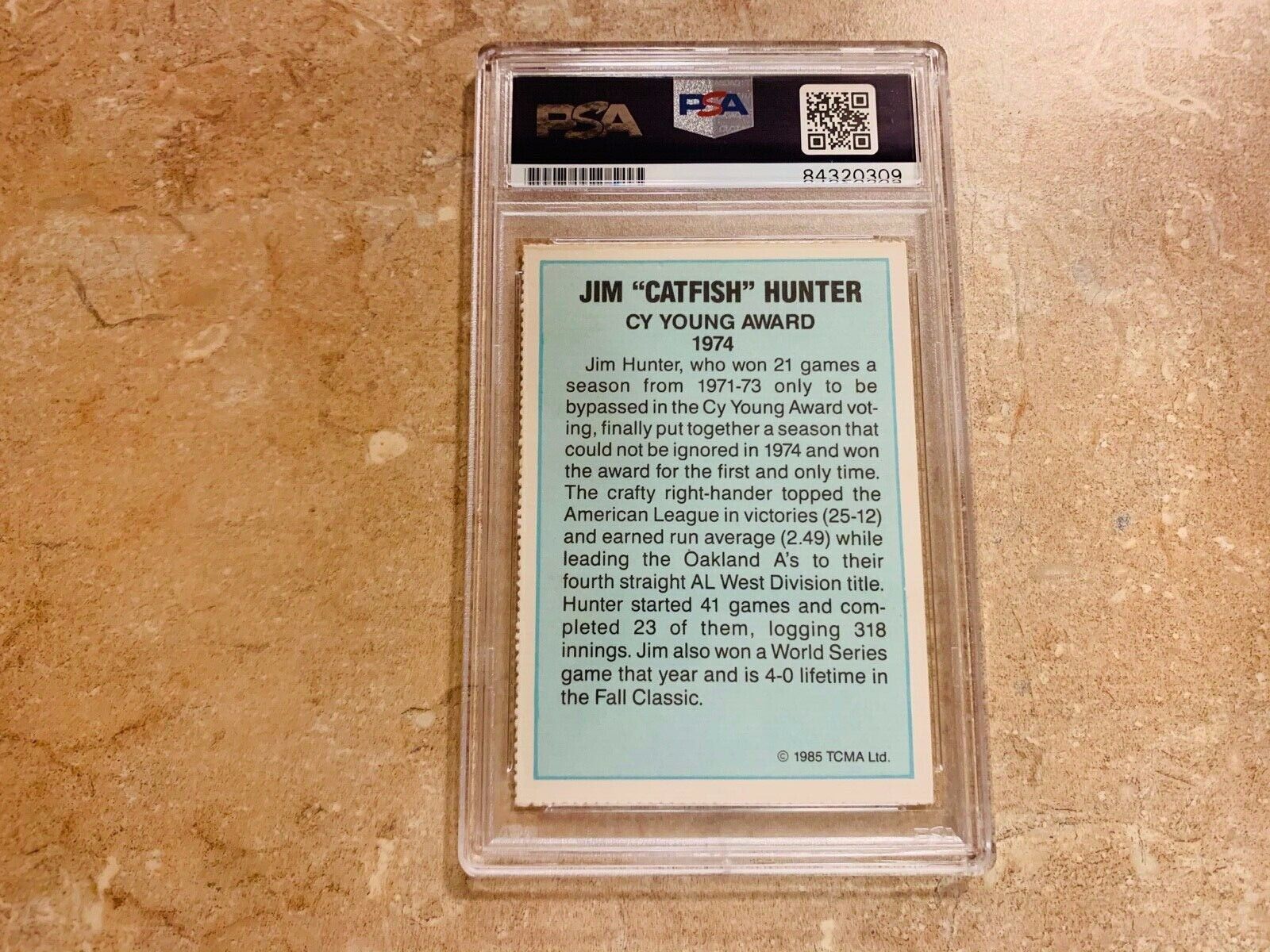 Jim Catfish Hunter 1985 TCMA CY Young Autographed Card PSA Slabbed Certified