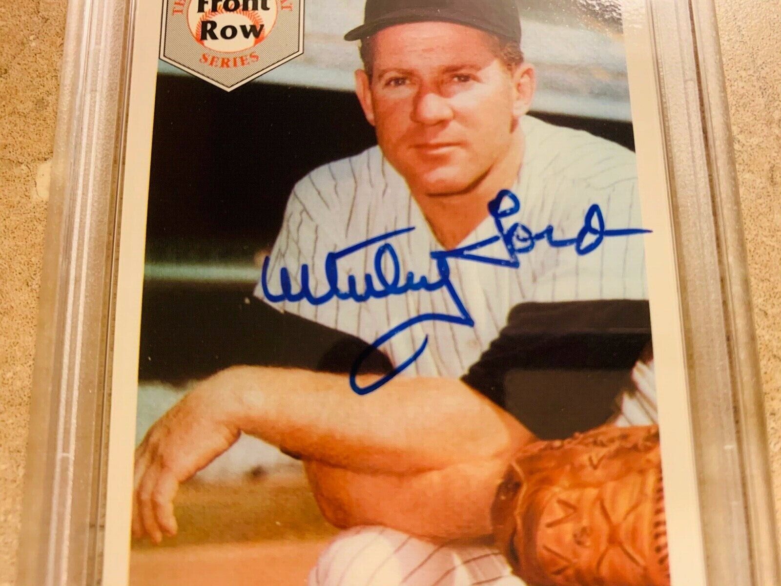 Whitey Ford Yankees 1992 Front Row Autographed Card #1 PSA Slabbed Certified