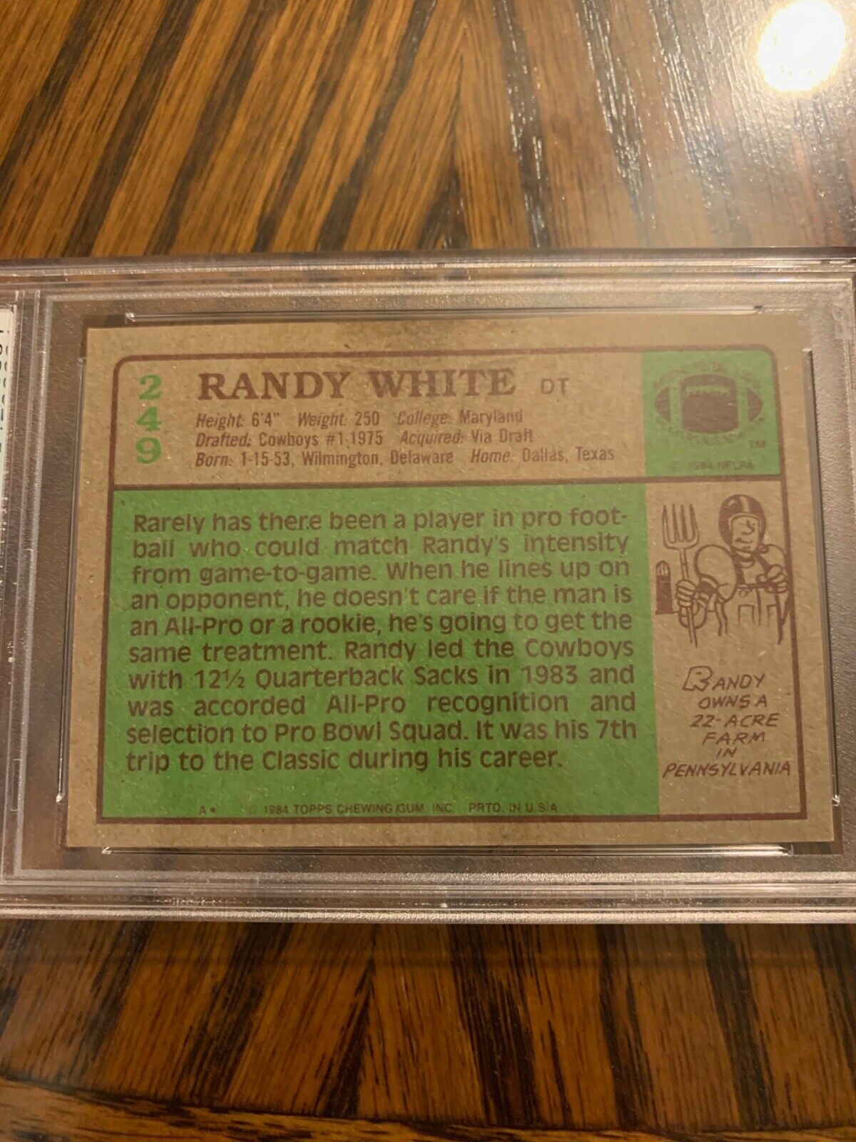 Randy White Autographed 1984 Topps Football Card #249 PSA Slabbed & Certified B