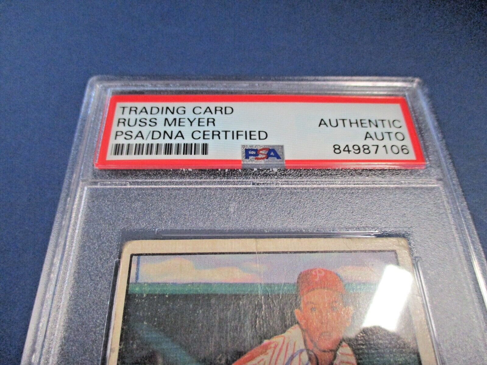 Russ Meyer Phillies Autographed Signed 1951 Bowman Card #75 PSA Slab