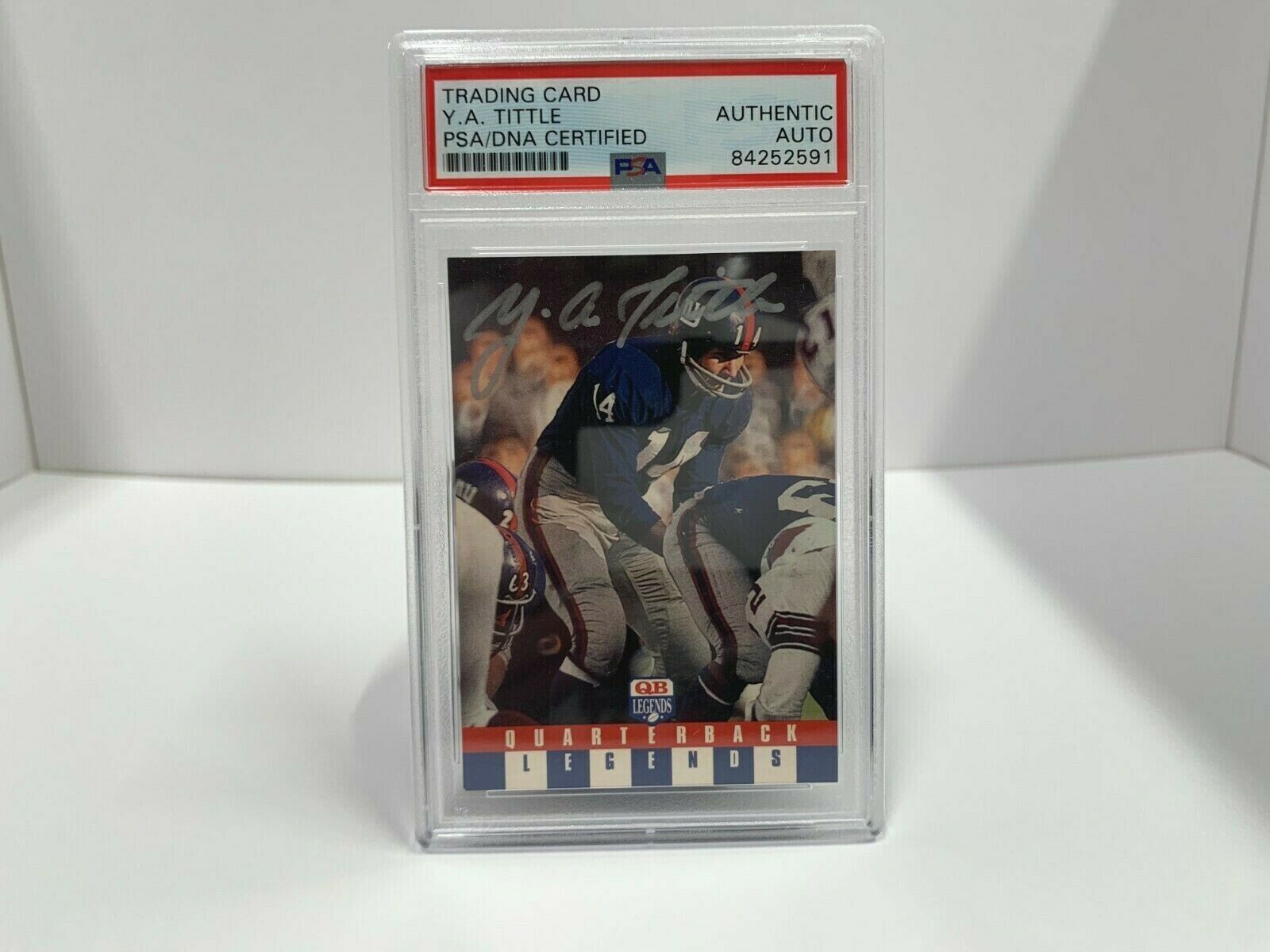 YA Tittle Giants Autographed Signed 1991 QB Legends Card PSA Certified Slabbed