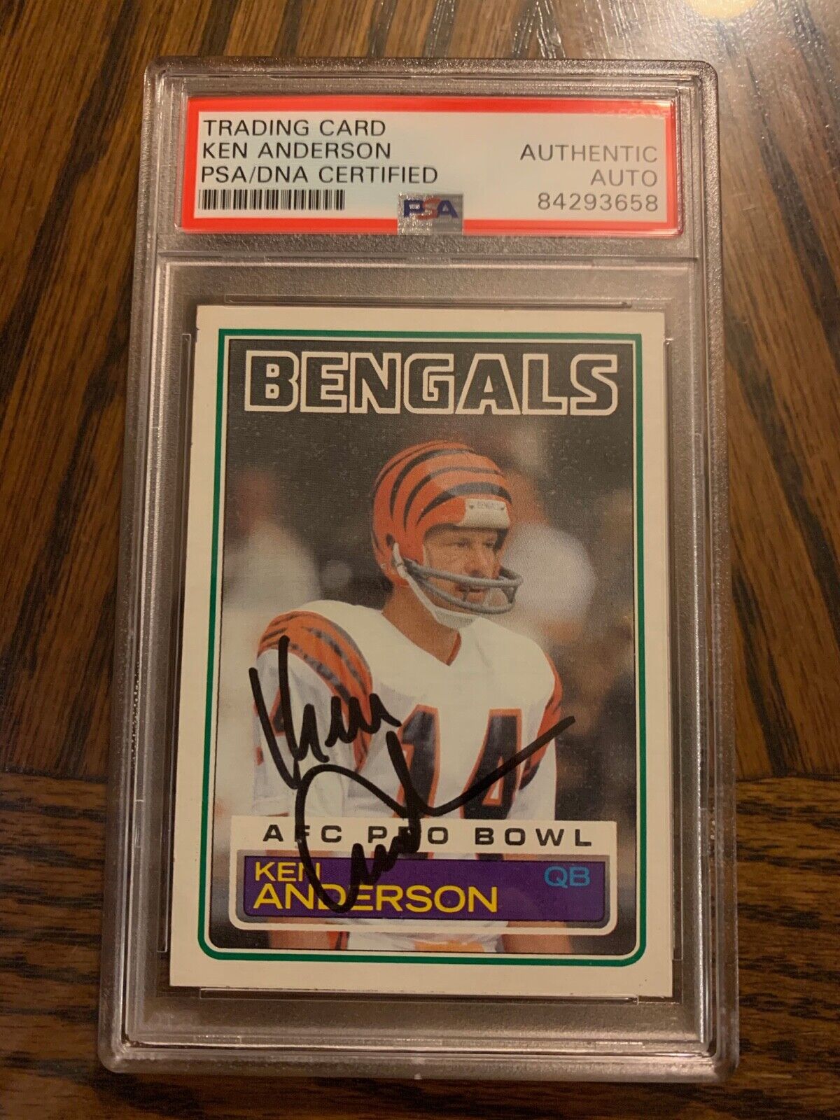 Ken Anderson Autographed 1983 Topps Football Card #232 PSA Slabbed & Certified