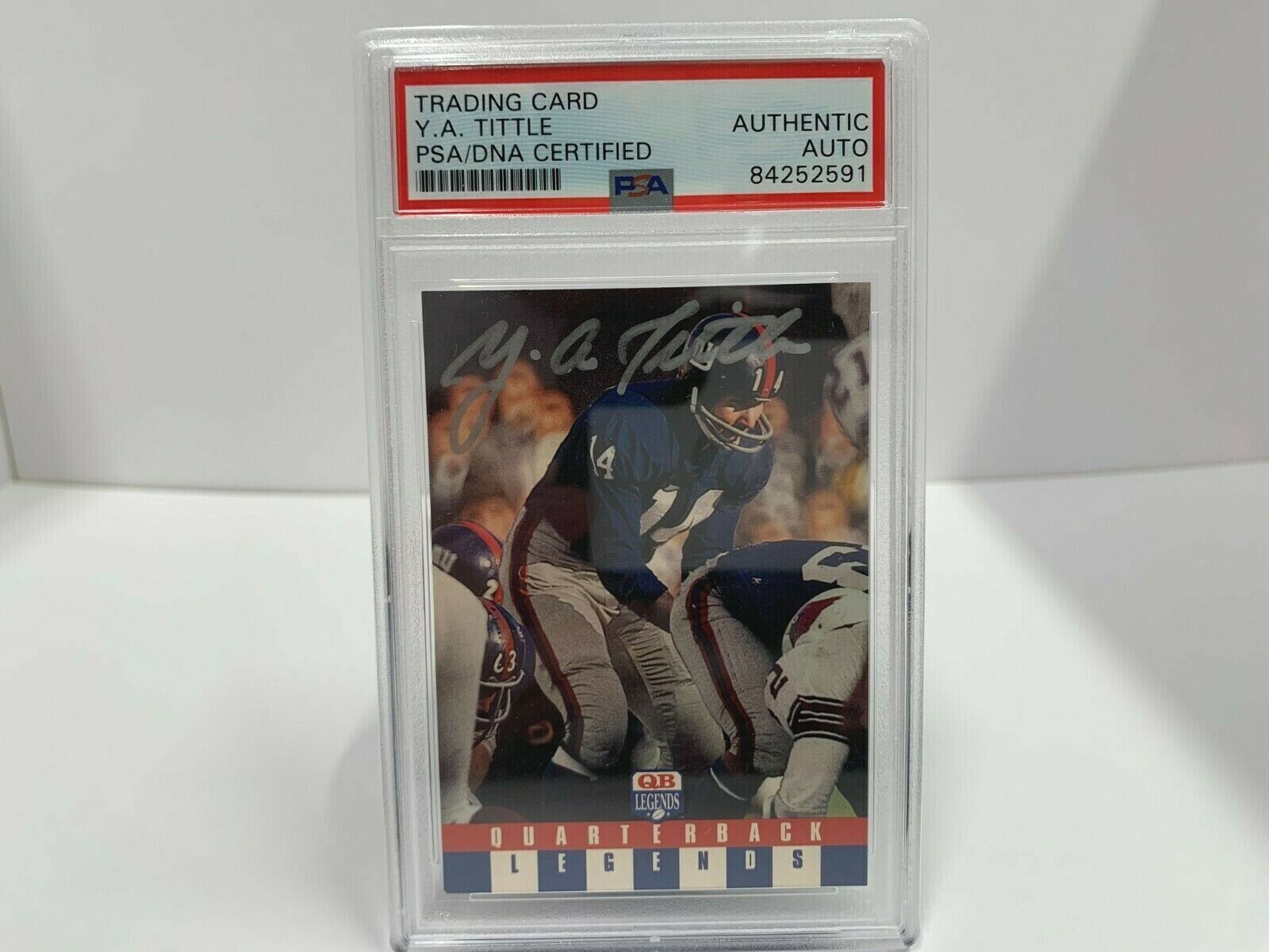 YA Tittle Giants Autographed Signed 1991 QB Legends Card PSA Certified Slabbed