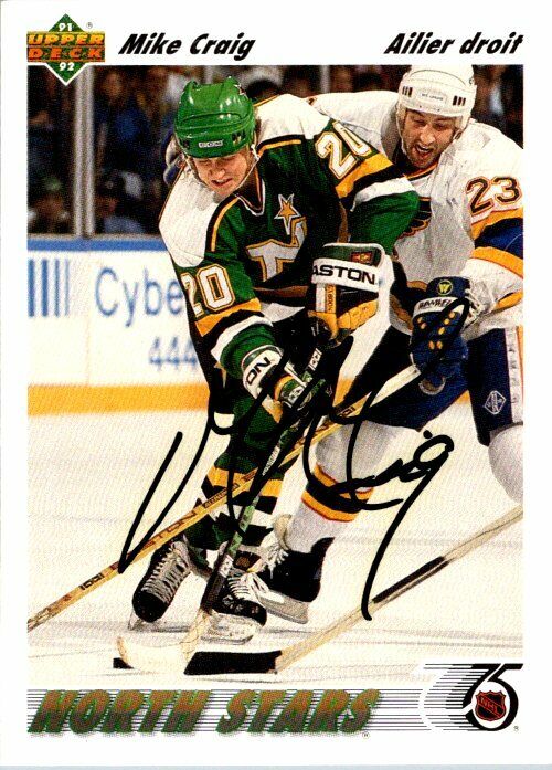 Mike Craig North Minnesota Stars Hand Signed 1991-92 UD Hockey Card #125 NM-MT