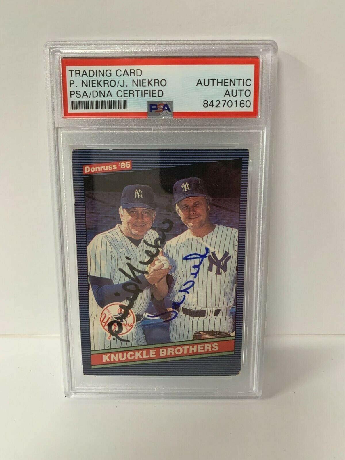 Phil Joe Niekro Autographed 1986 Donruss Card PSA Slabbed Certified #84270160