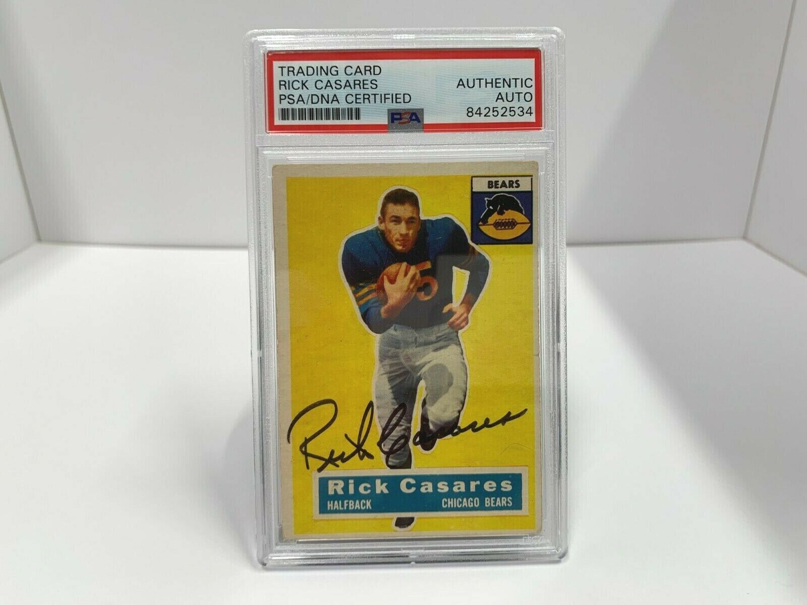 Rick Casares Autographed Signed 1956 Topps Football Card PSA Certified Slabbed