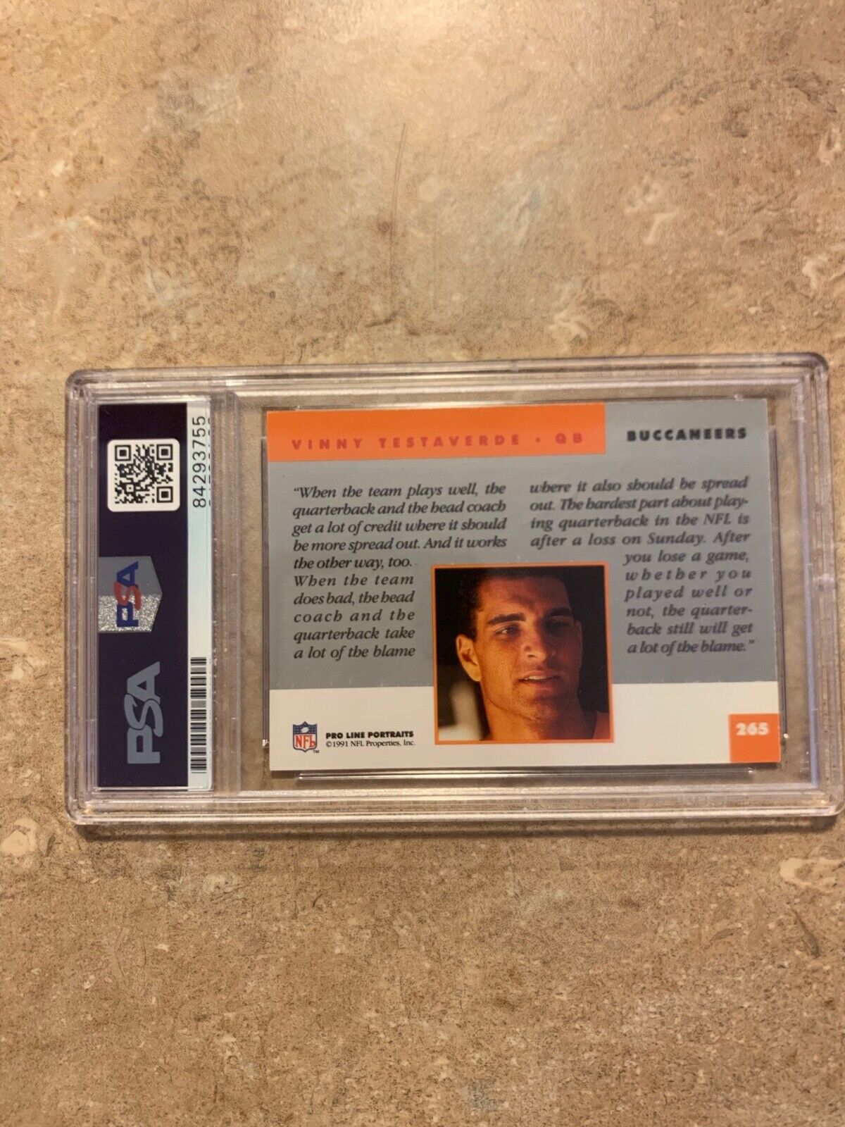 Vinny Testaverde Autographed 1991 NFL Pro Line Card PSA Certified & Slabbed