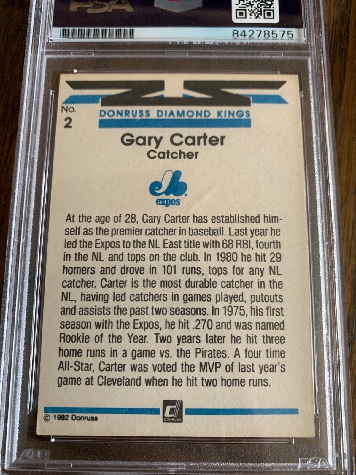 Gary Carter Autographed Signed 1982 Donruss DK Card # PSA Slabbed Certified