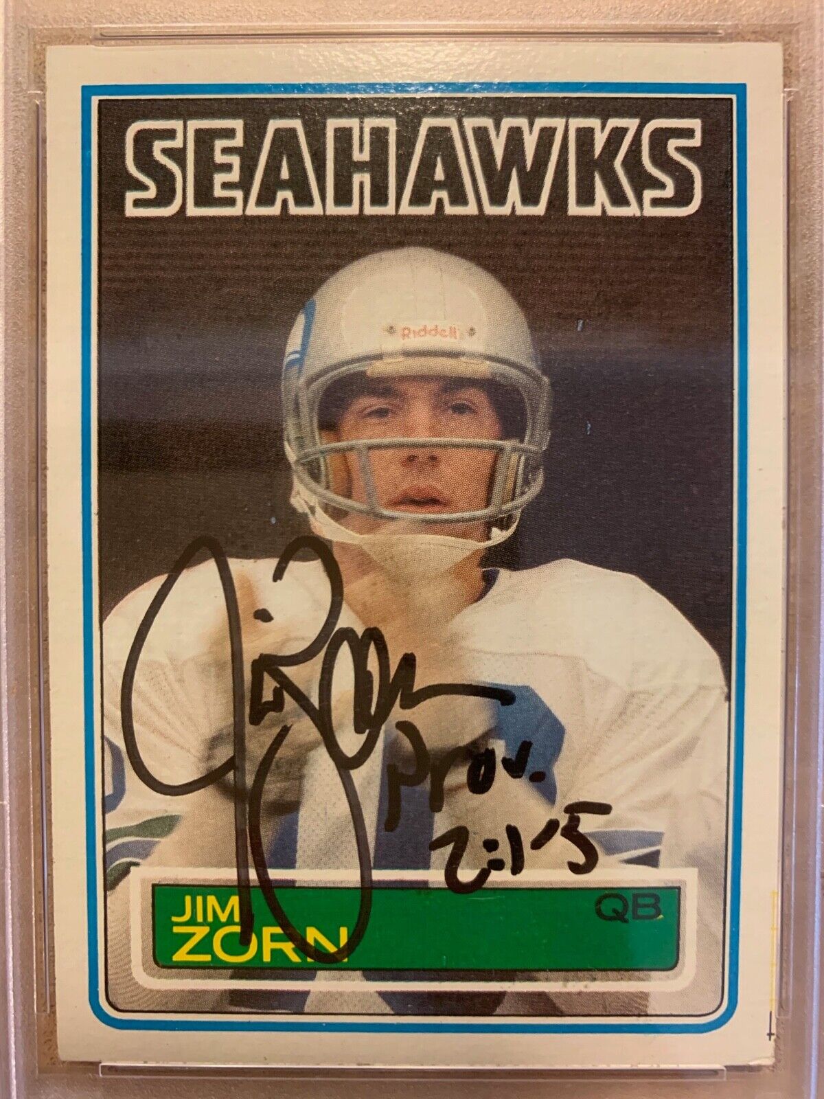 Jim Zorn Seattle Seahawks Autographed 1983 Topps Card #393 PSA Slabbed Certified