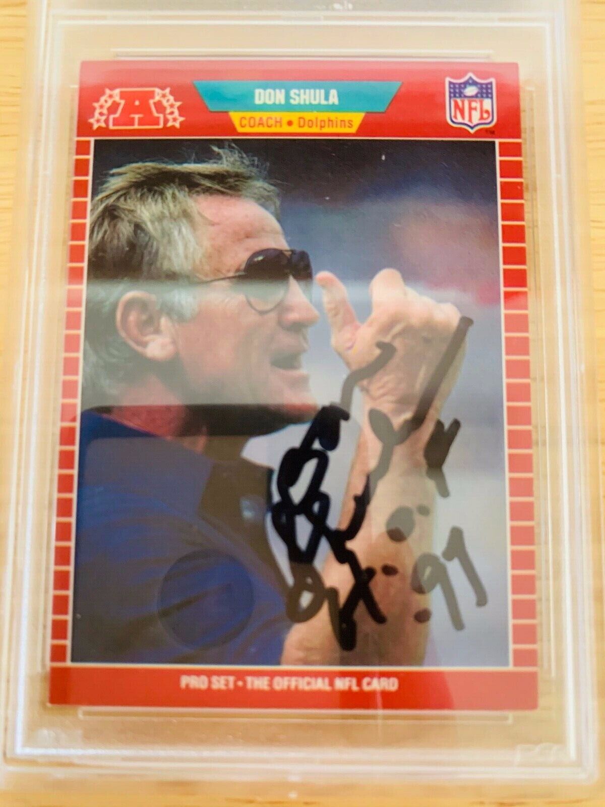 Don Shula HOF 97 Autographed Signed 1989 Pro Set Card PSA Certified Slabbed