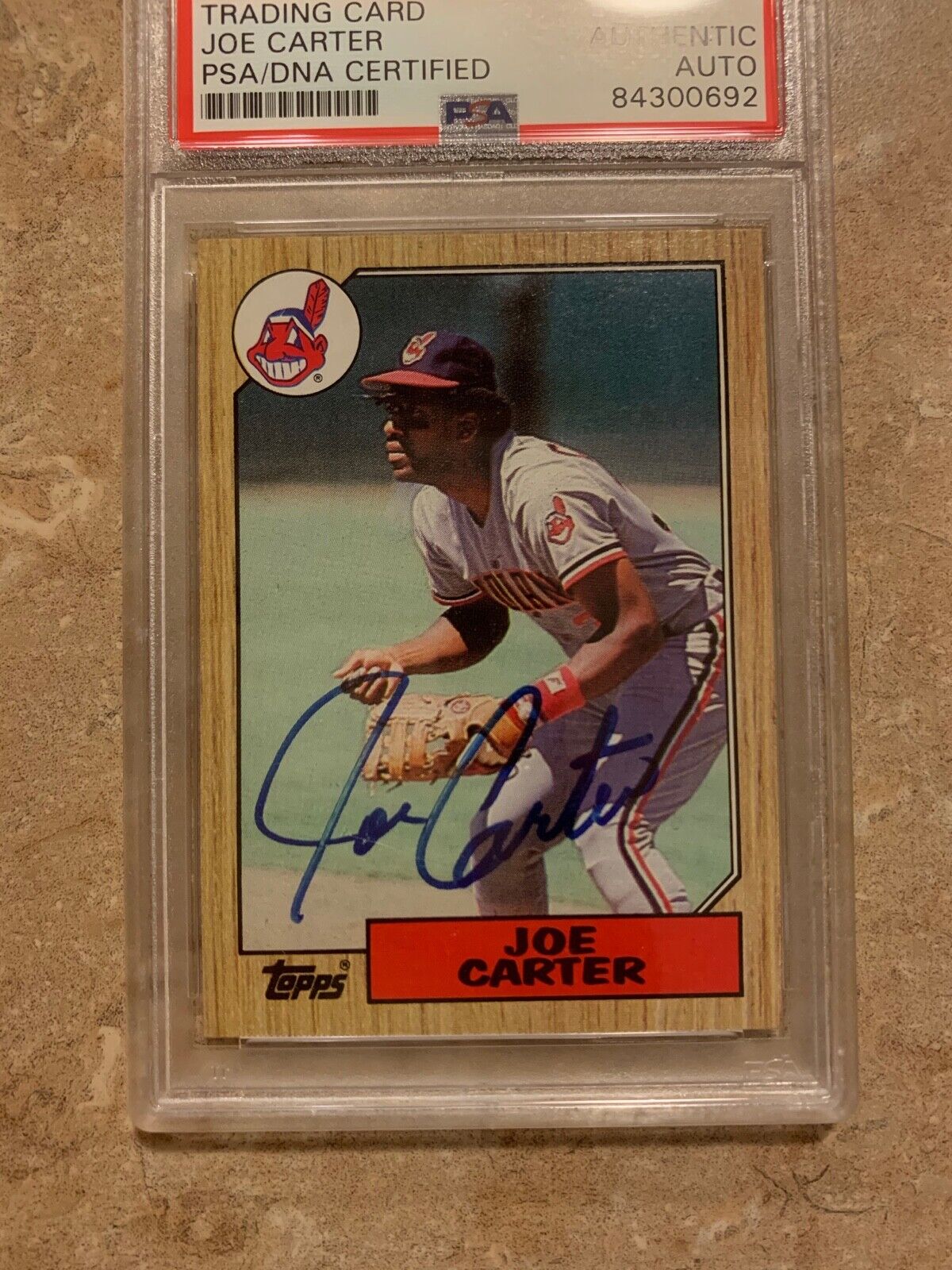 Joe Carter Indians Autographed 1985 Topps Baseball Card PSA Certified Slabbed