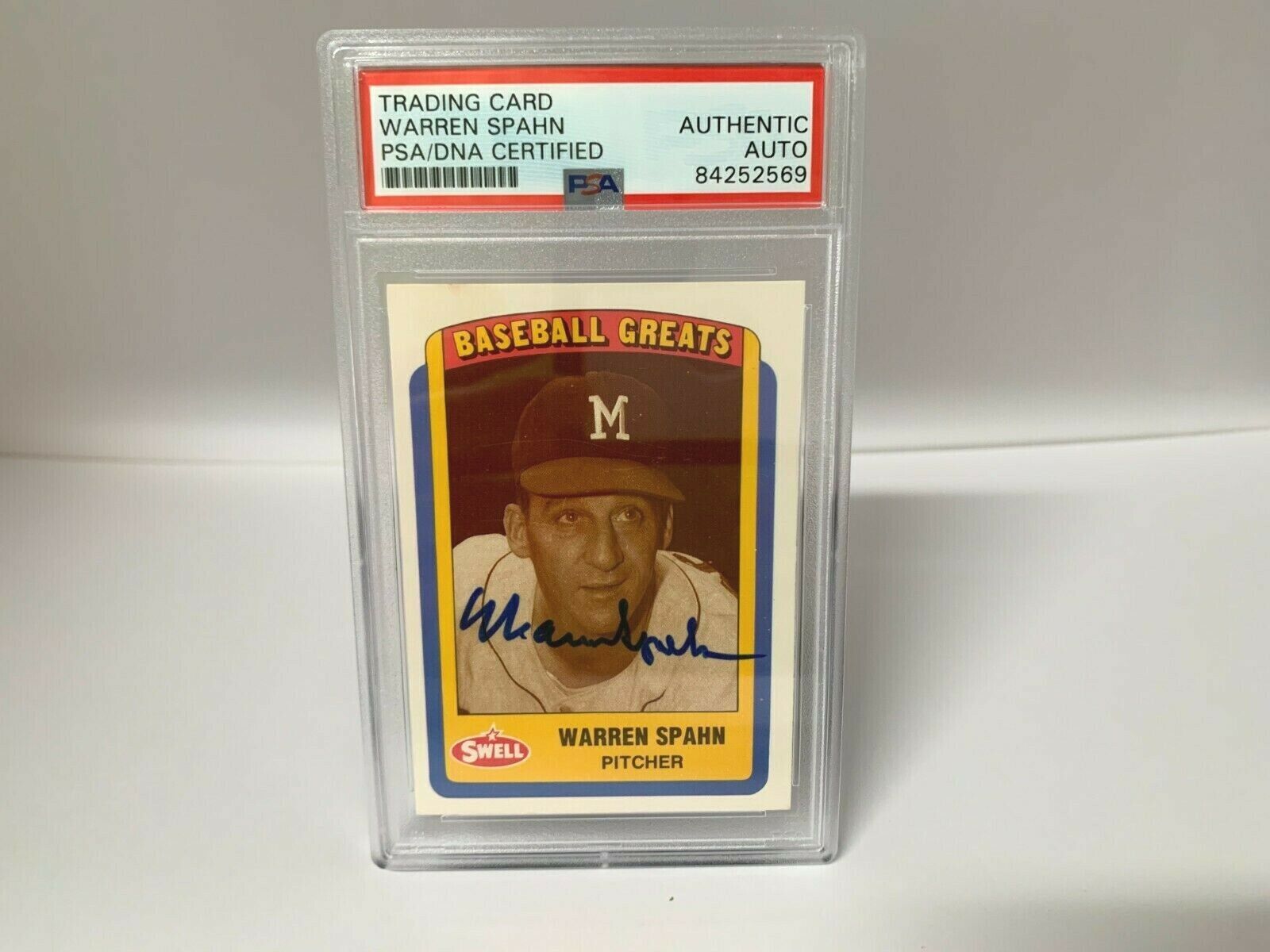 Warren Spahn Autographed Signed 1990 CMC Baseball Card PSA Certified Slabbed