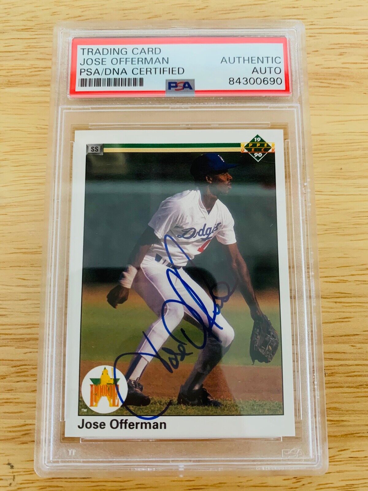 Jose Offerman Autographed 1990 Upper Deck Rookie Card PSA Certified Slabbed