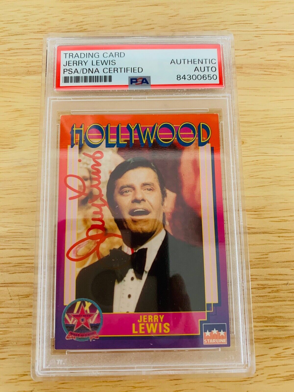 Jerry Lewis Autographed 1991 Starline Hollywood Card PSA Certified Slabbed