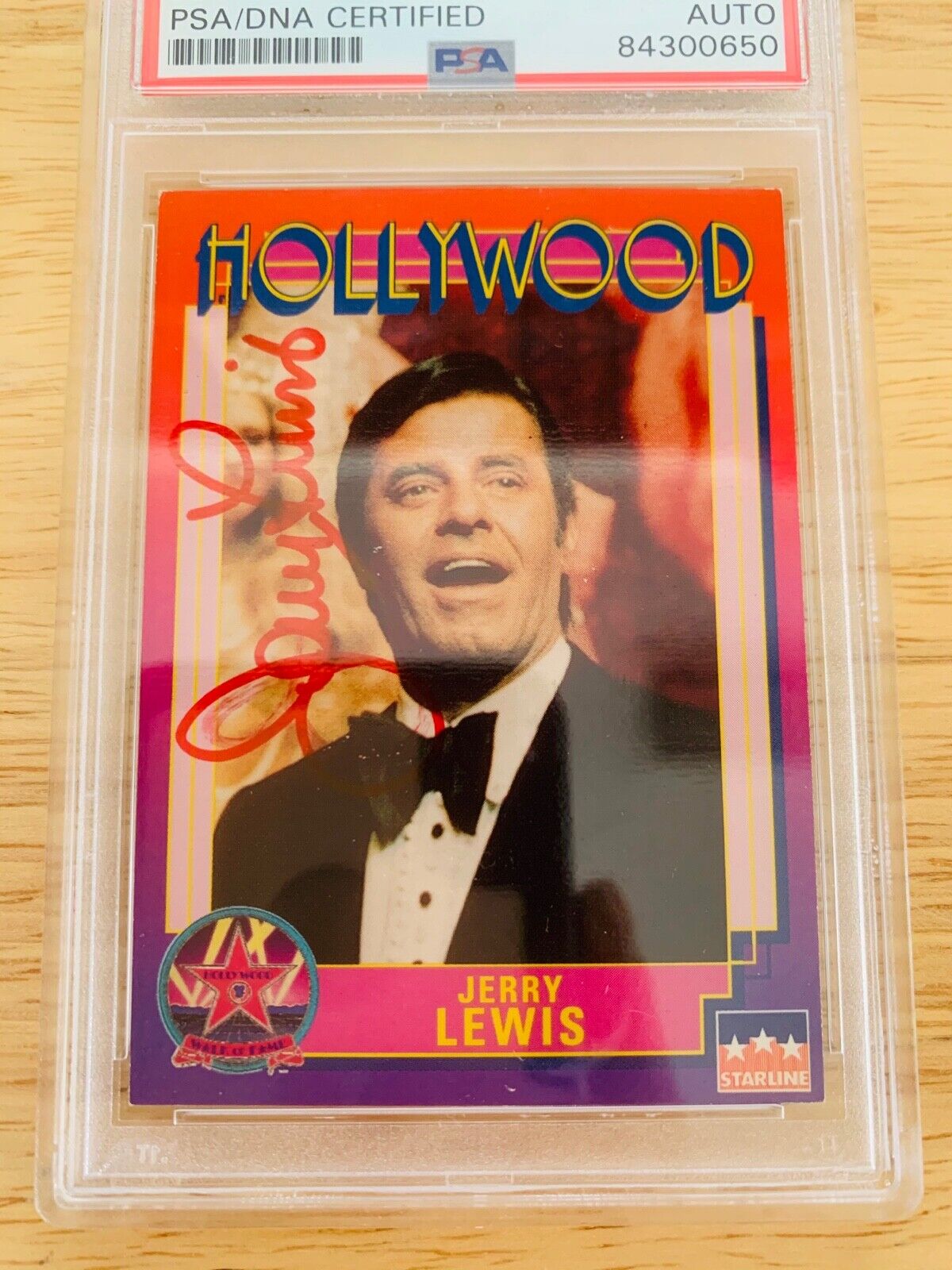 Jerry Lewis Autographed 1991 Starline Hollywood Card PSA Certified Slabbed