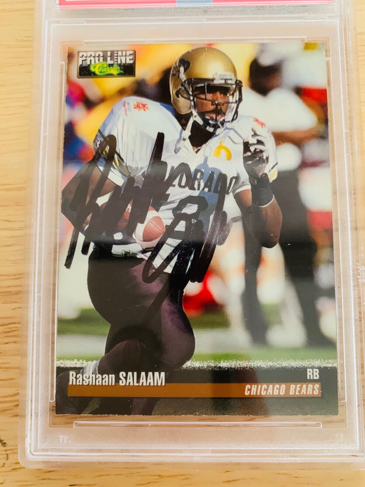 Rashaan Salaam Autographed 1995 NFL Rookie Classic Card PSA Certified Slabbed