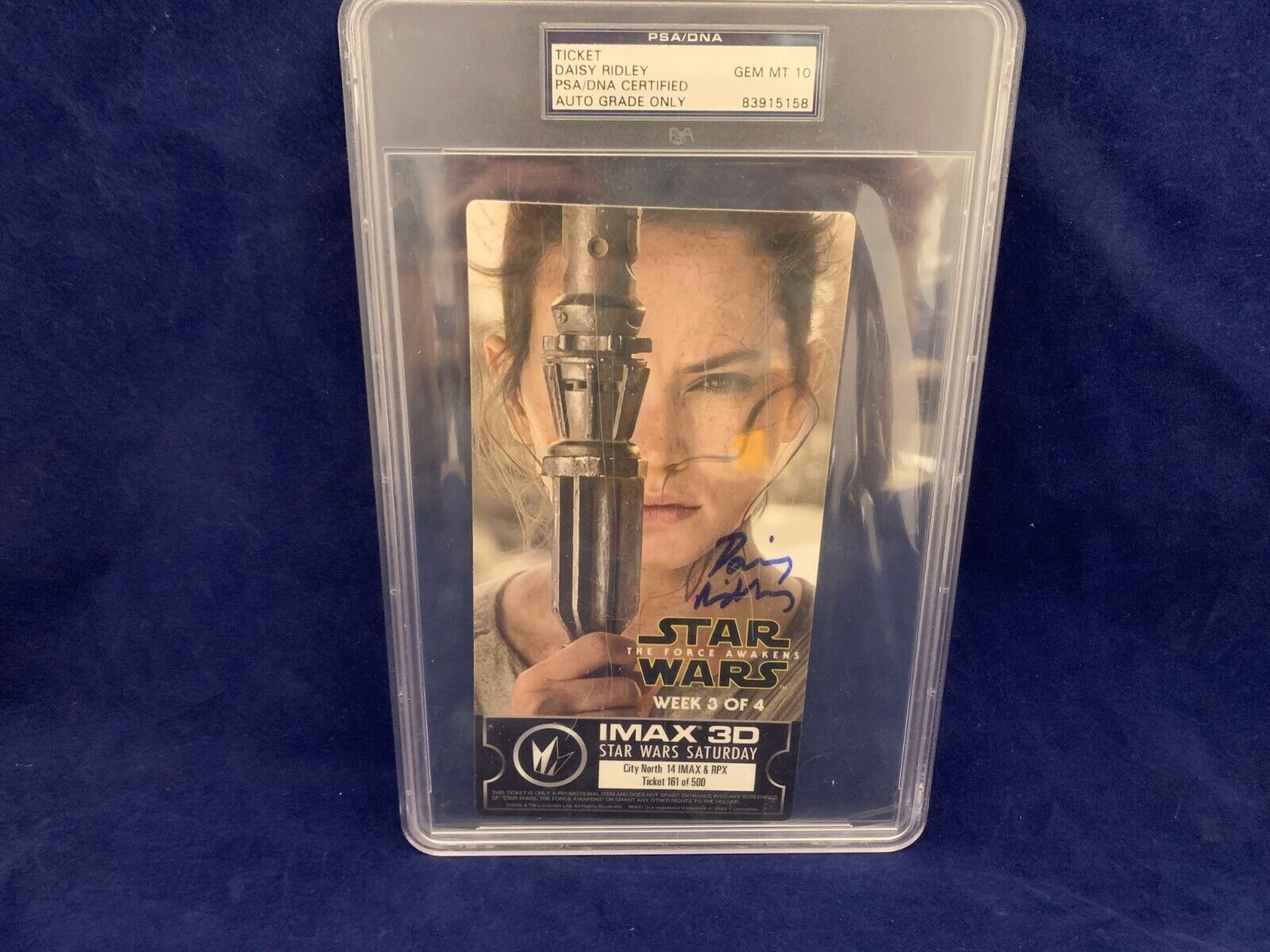 Daisy Ridley Signed Star Wars Force Awakens Imax Ticket PSA DNA Auto Only