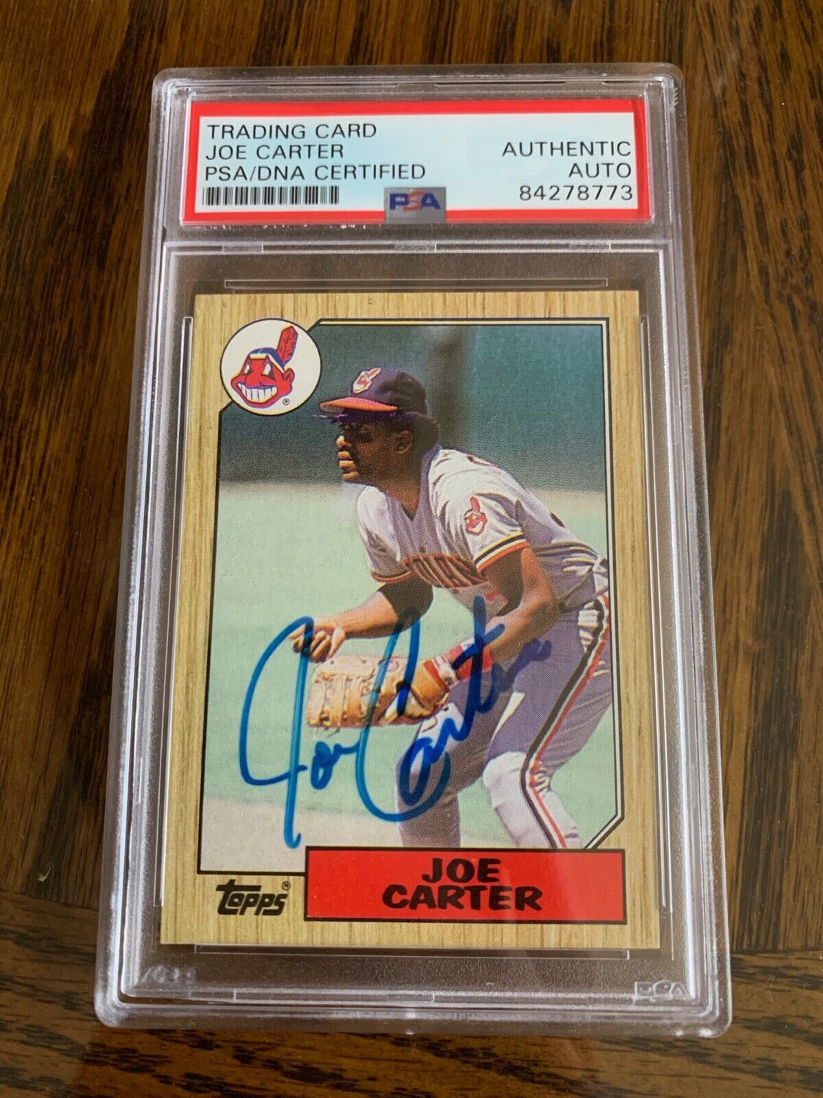 Joe Carter Autographed Signed 1987 Topps Card #220 PSA Slabbed Certified MLB