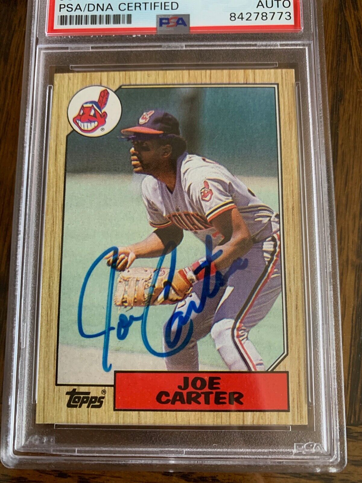 Joe Carter Autographed Signed 1987 Topps Card #220 PSA Slabbed Certified MLB