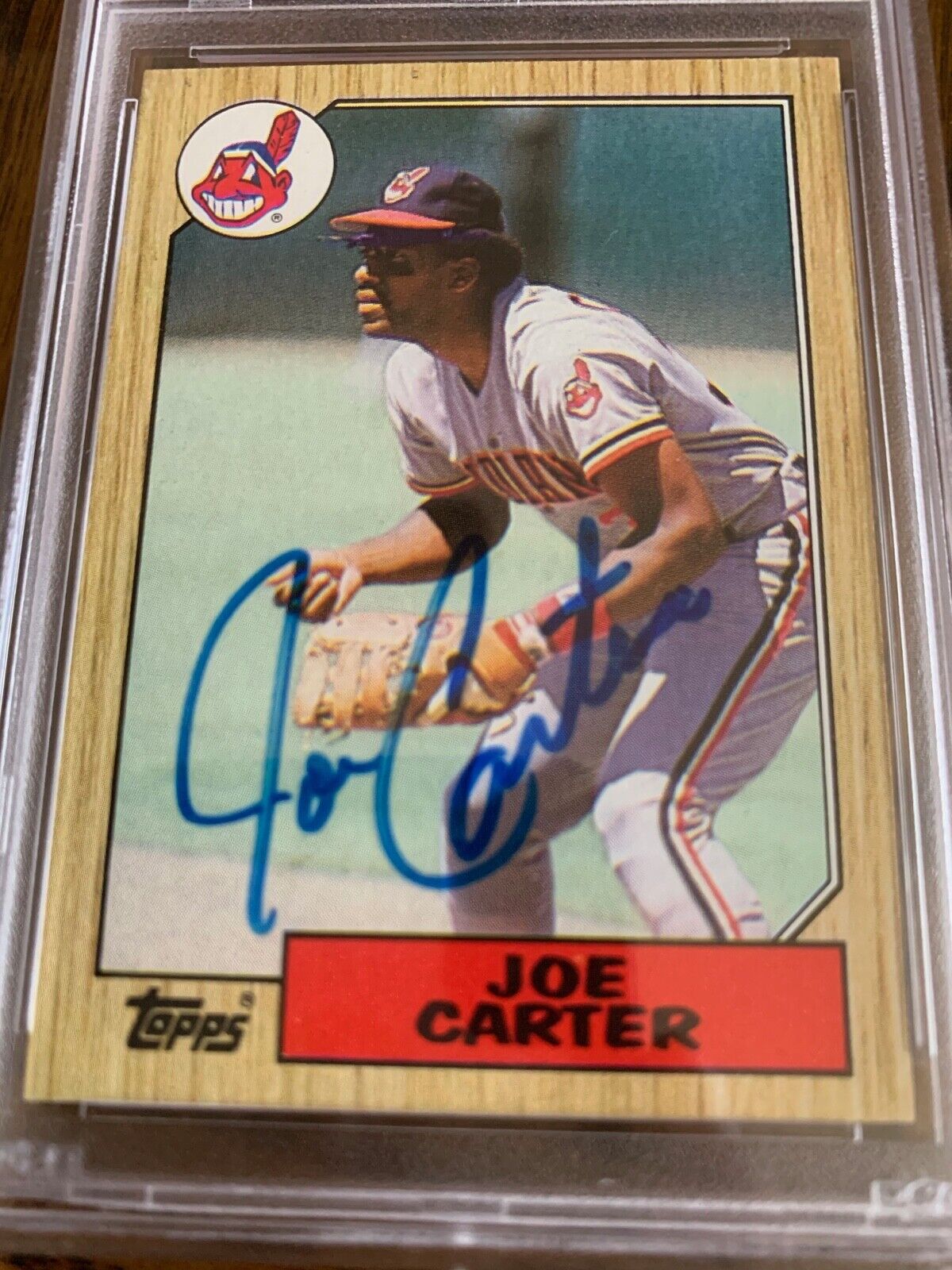 Joe Carter Autographed Signed 1987 Topps Card #220 PSA Slabbed Certified MLB