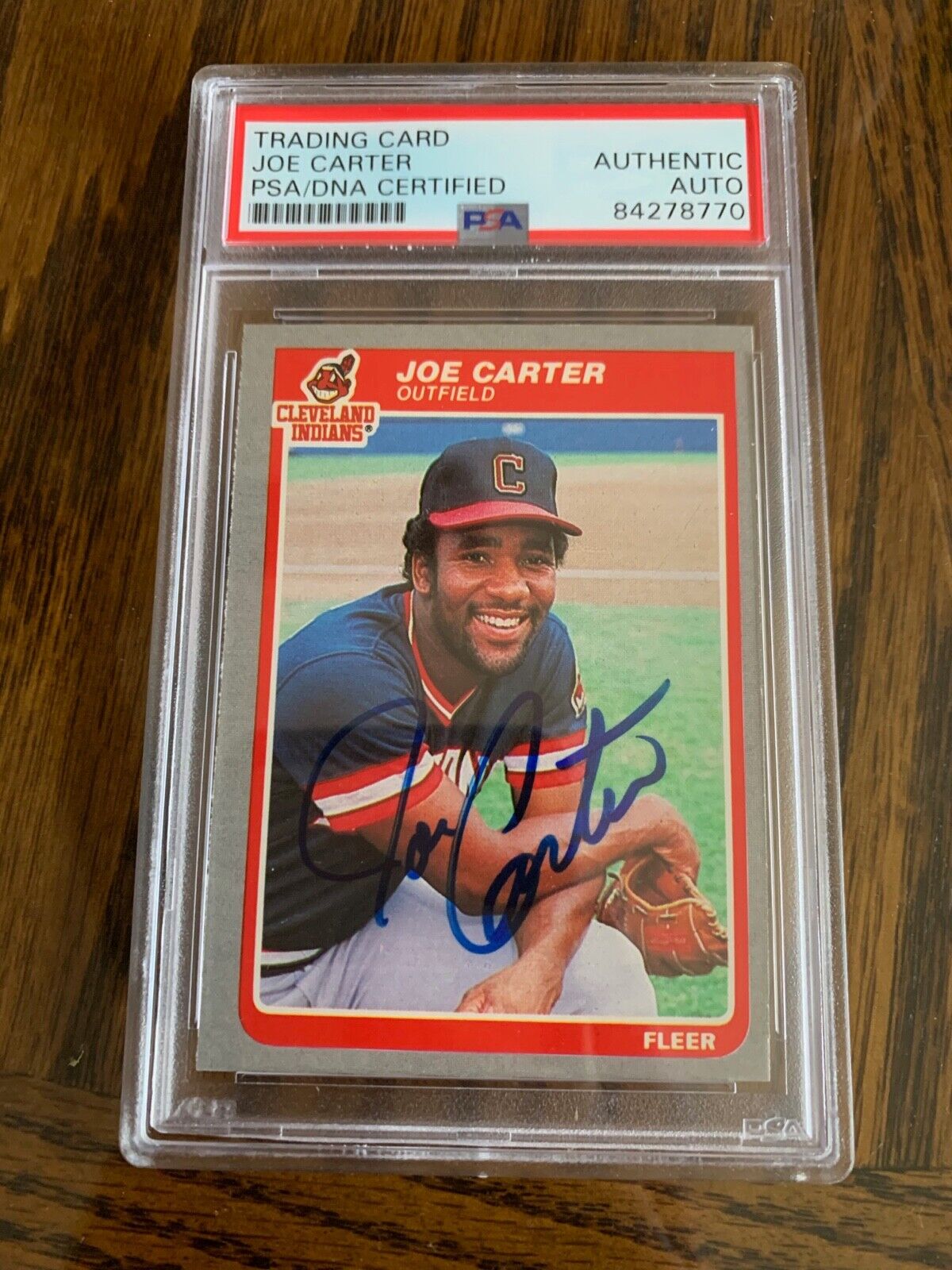 Joe Carter Autographed Signed 1985 Fleer Card #443 PSA Slabbed Certified MLB