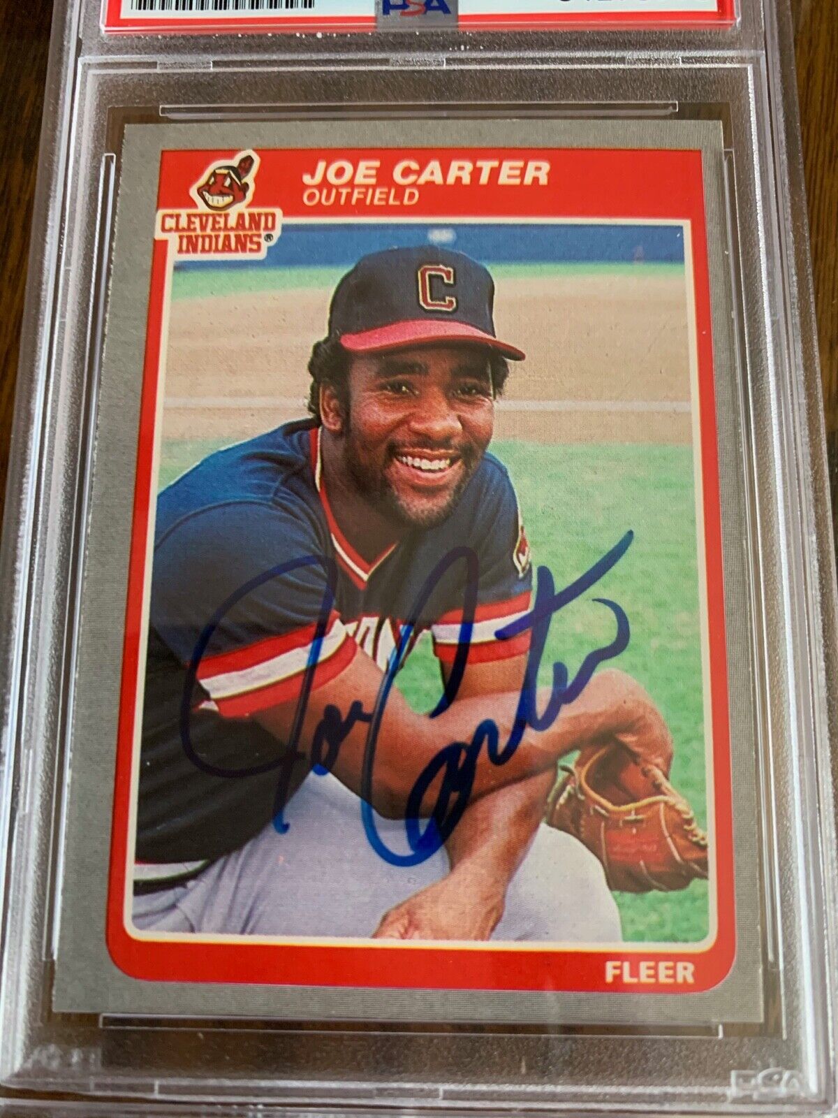 Joe Carter Autographed Signed 1985 Fleer Card #443 PSA Slabbed Certified MLB