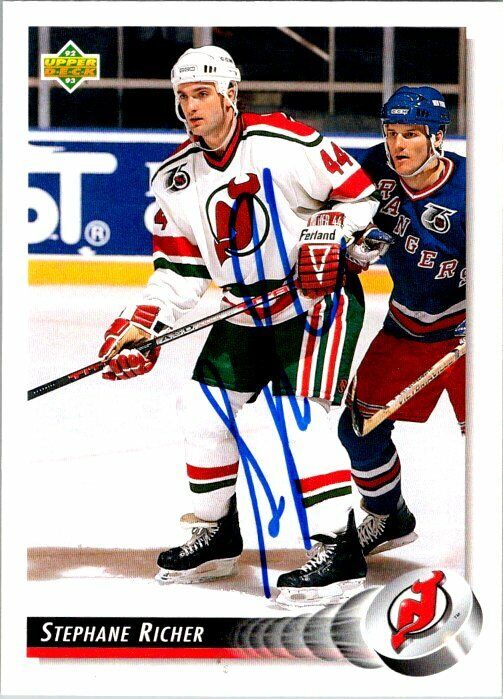 Stephane Richer New Jersey Devils Hand Signed 1992-93 UD Hockey Card #56 NM-MT